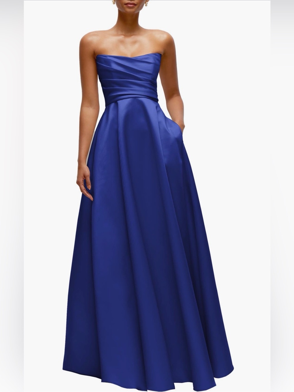 Dessy Collection Strapless Royal Blue A-Line Evening Gown